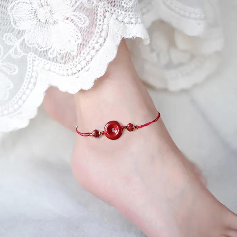 Lingfei Cinnabar Jade Anklet Women's-1