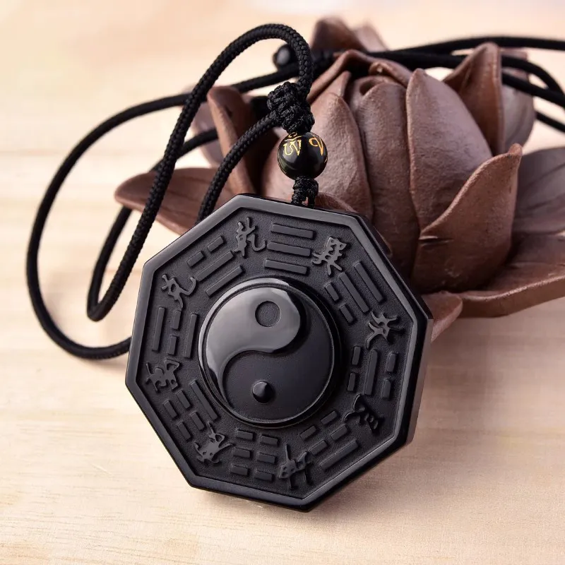 Lingfei Natural Obsidian Jade Pendants Men's-1