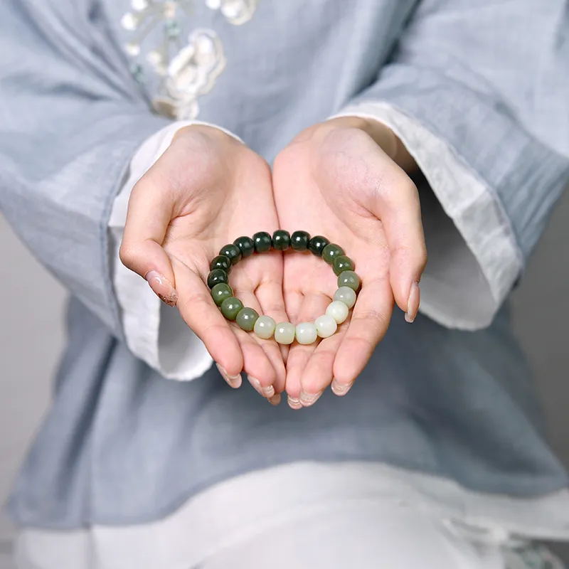 Lingfei Hetian Jade Hetian Jade Bracelets Women's Pale Greenish White Jade-4