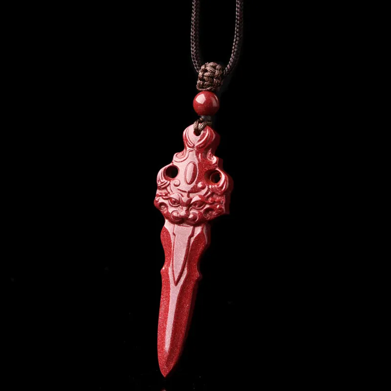 Lingfei Reconstructed Cinnabar Pendants Unisex-2