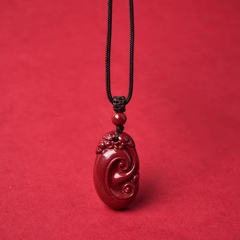 Lingfei Reconstructed Cinnabar Necklaces Unisex-4