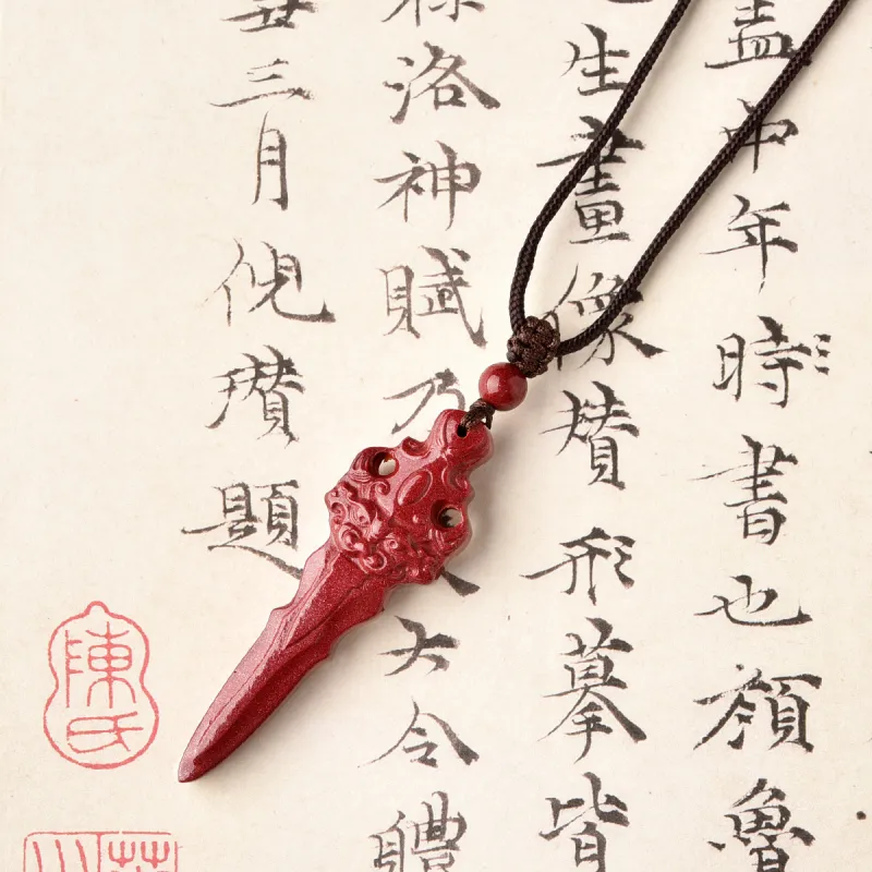 Lingfei Reconstructed Cinnabar Pendants Unisex-3