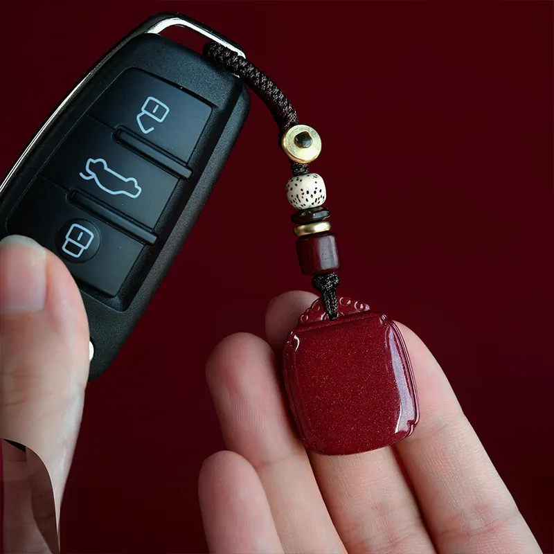 Lingfei Reconstructed Cinnabar Keychains Unisex-4