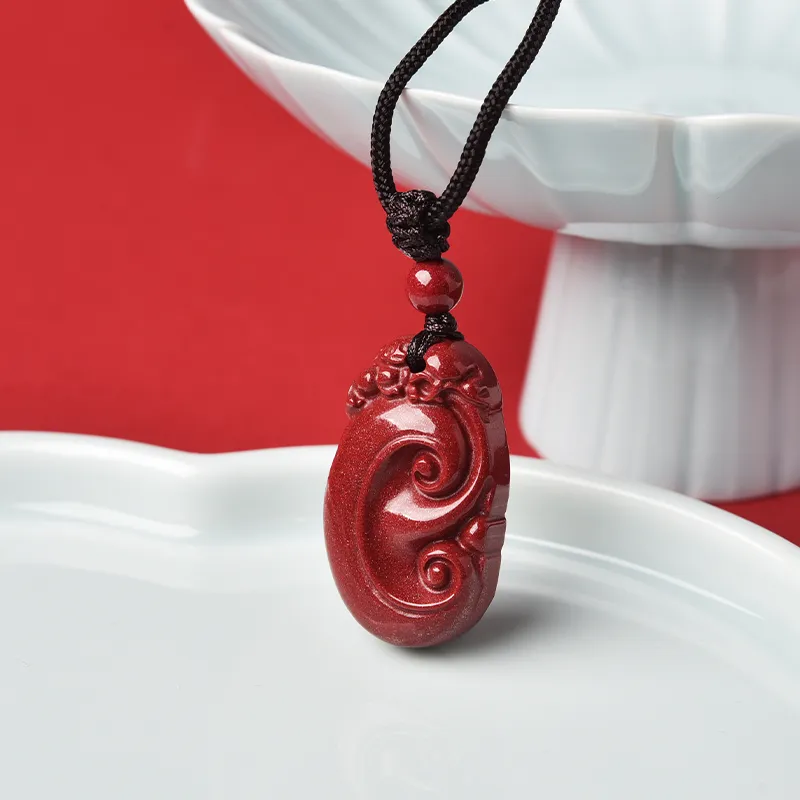 Lingfei Reconstructed Cinnabar Necklaces Unisex-3