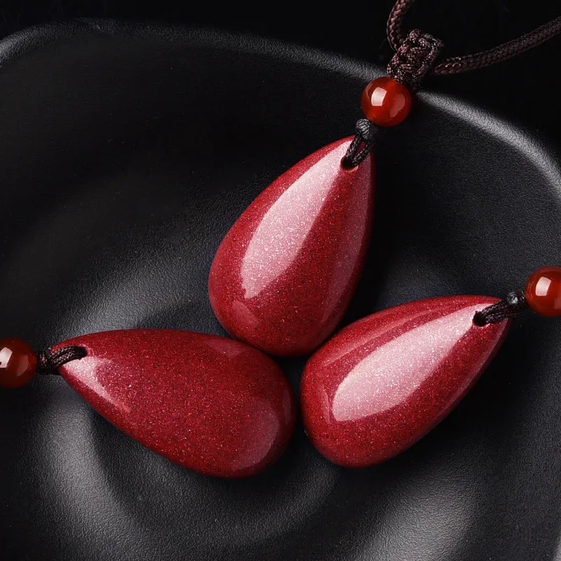Lingfei Reconstructed Cinnabar Jade Necklaces Women's-4