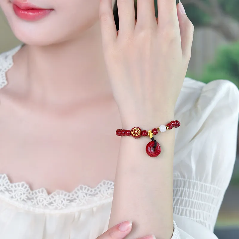 Lingfei Cinnabar Jade Bracelets Unisex-4