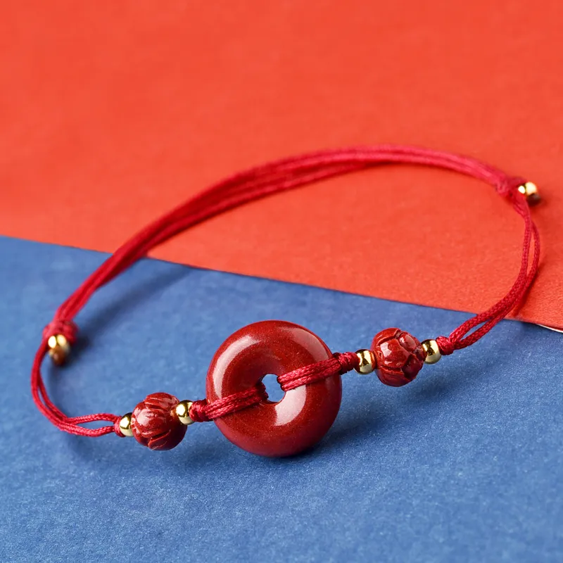 Lingfei Cinnabar Jade Anklet Women's-4