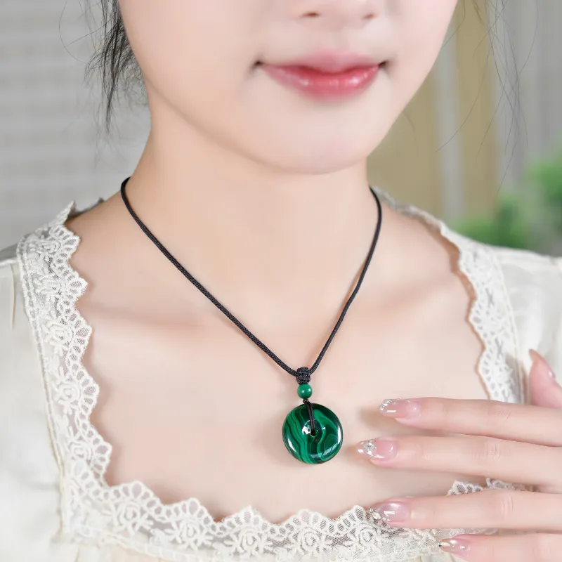Lingfei Natural Malachite Pendants Unisex-4