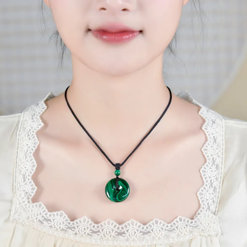 Lingfei Natural Malachite Pendants Unisex-2