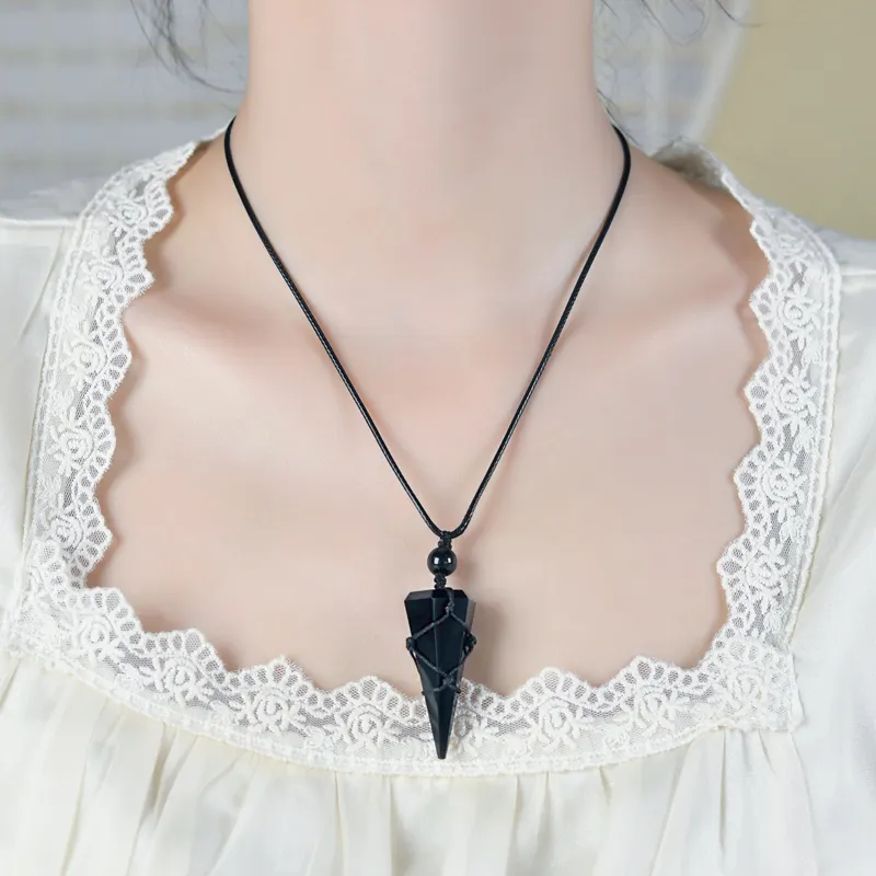 Lingfei Obsidian Pendants Unisex-4