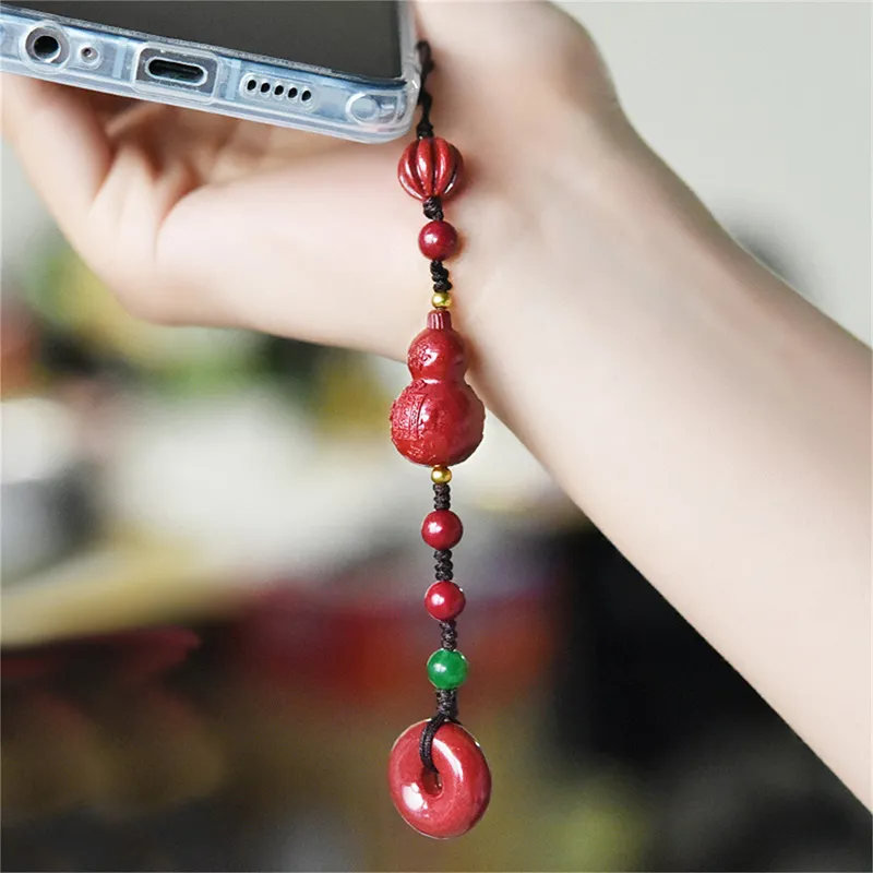 Lingfei Reconstructed Cinnabar Pendants Unisex-4