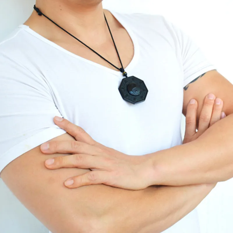 Lingfei Natural Obsidian Jade Pendants Men's-2