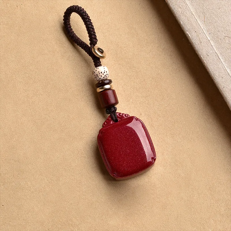 Lingfei Reconstructed Cinnabar Keychains Unisex-1