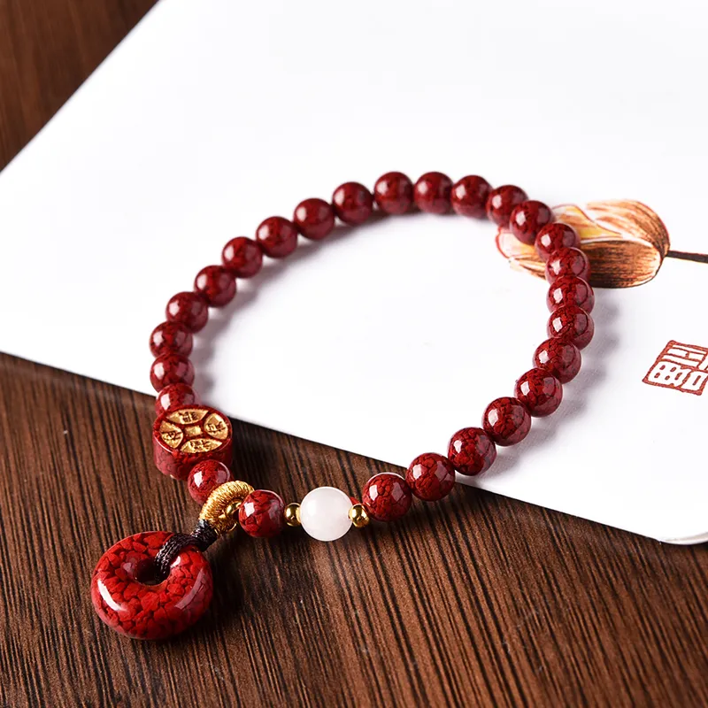 Lingfei Cinnabar Jade Bracelets Unisex-3