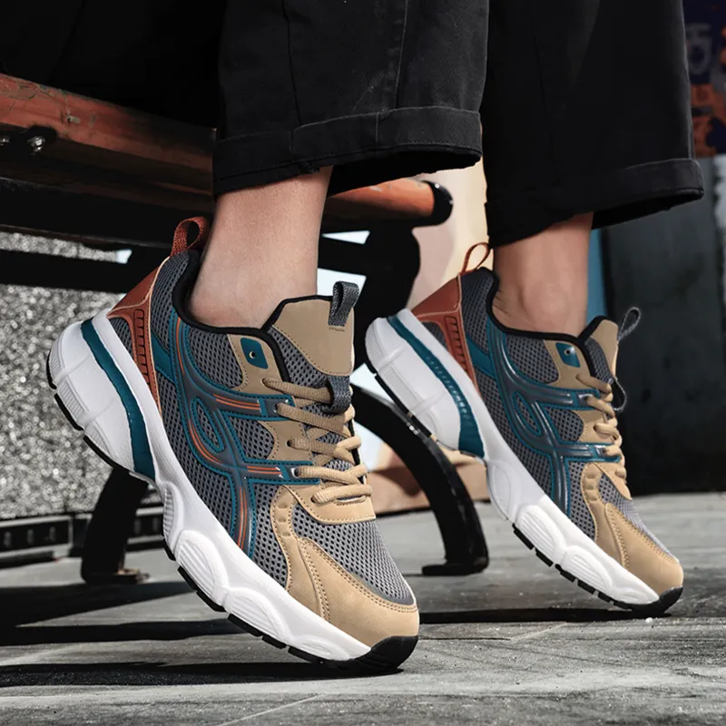 BURCOME Platform Elevator Shoes Abrasion Resistant Breathable Slip Resistant Low Top Chunky Sneakers Unisex-14