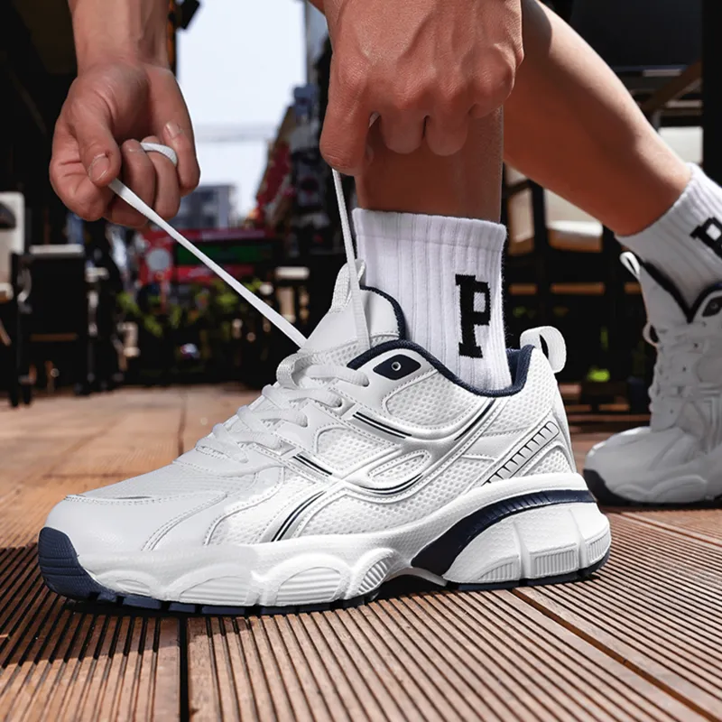 BURCOME Platform Elevator Shoes Abrasion Resistant Breathable Slip Resistant Low Top Chunky Sneakers Unisex-4