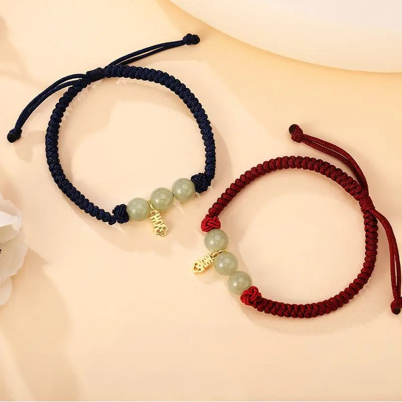 Mu Yao Hetian Jade Bracelets Pale Greenish White Jade Unisex-5