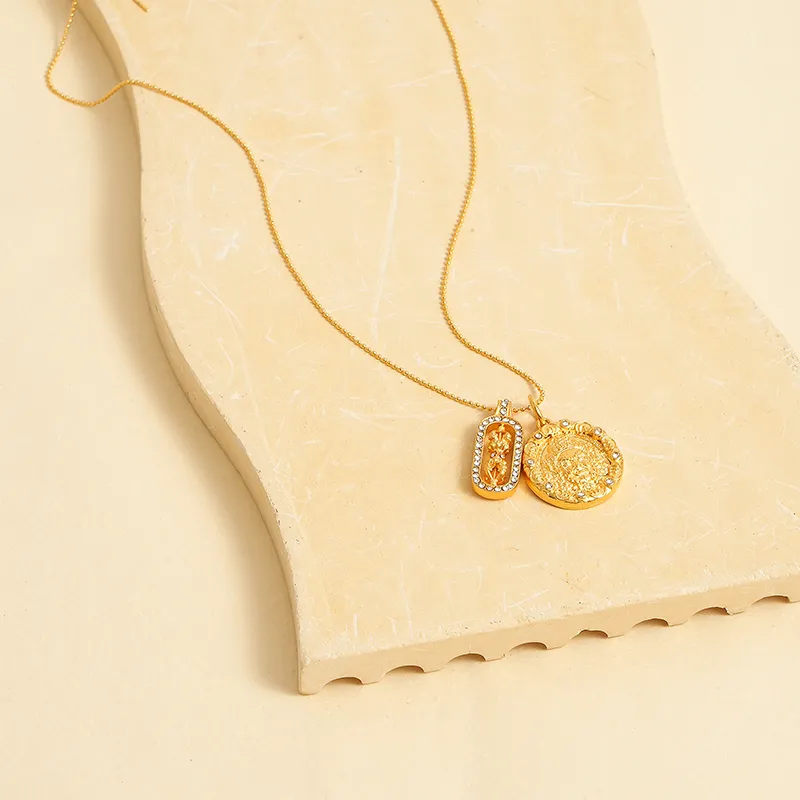 Mount Wutai Copper Gold Alloy Necklaces Unisex-3