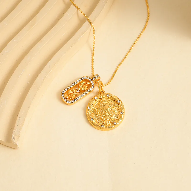 Mount Wutai Copper Gold Alloy Necklaces Unisex-4