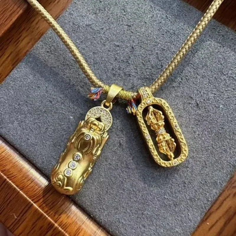 Mount Wutai Copper Gold Alloy Necklaces Unisex-2