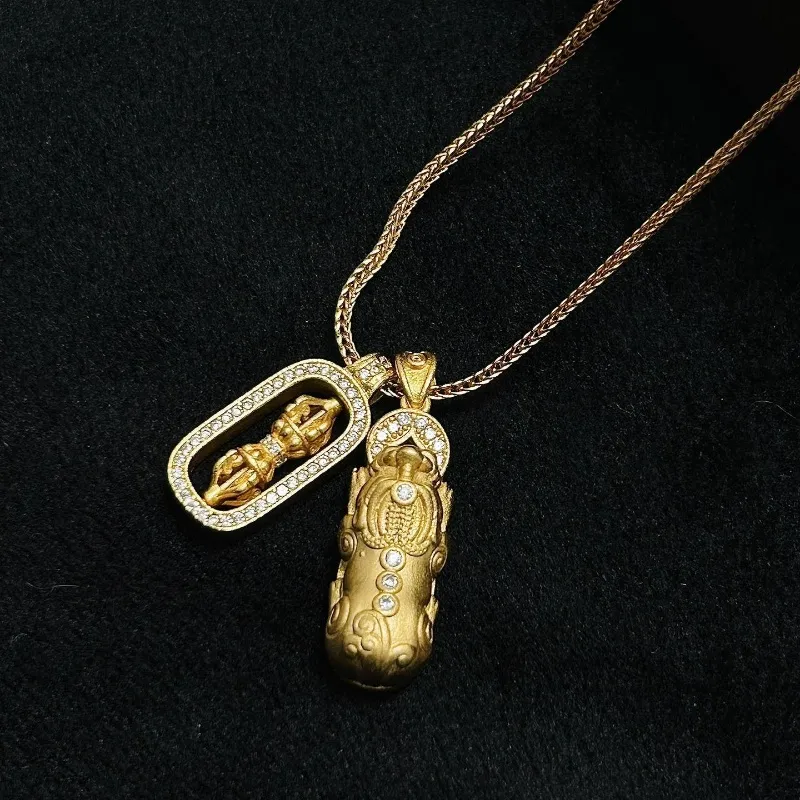 Mount Wutai Copper Gold Alloy Necklaces Unisex-3