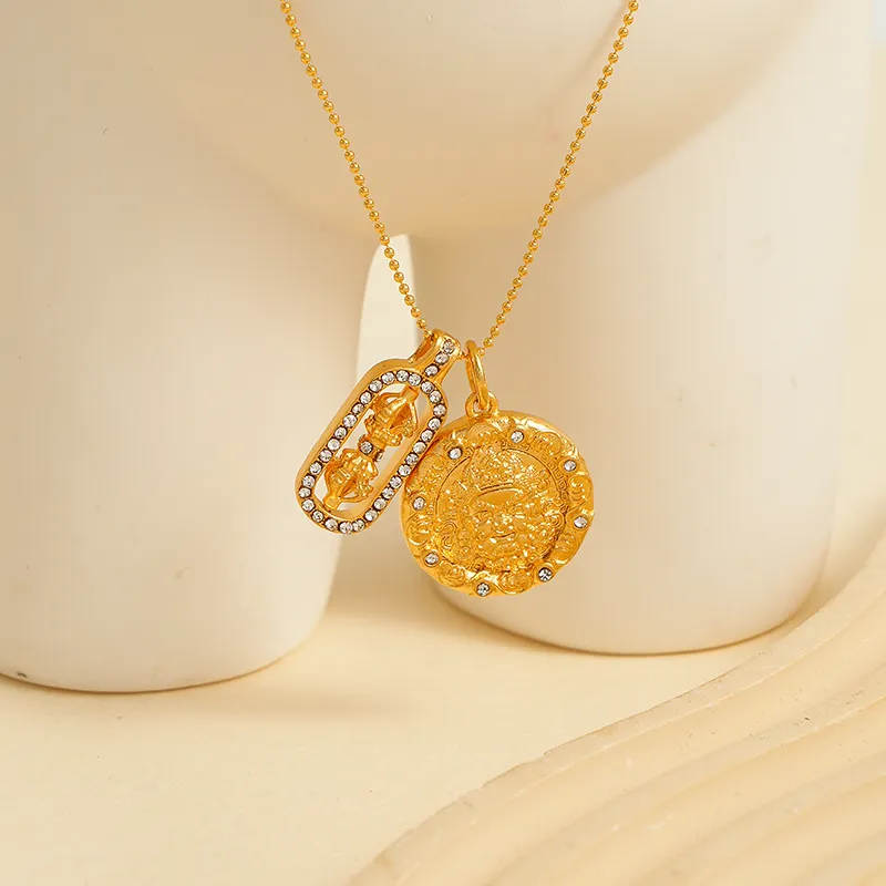 Mount Wutai Copper Gold Alloy Necklaces Unisex-2