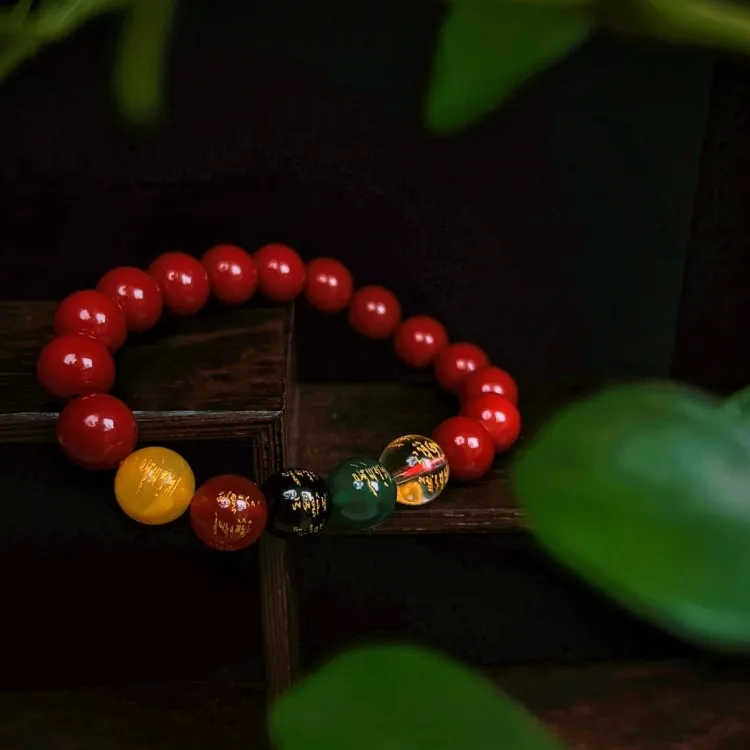 Mount Wutai Cinnabar Jade Bracelet #Good Luck Unisex-2
