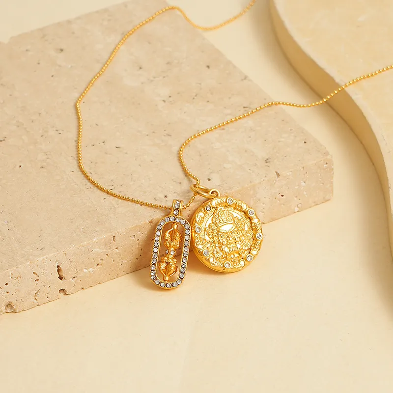 Mount Wutai Copper Gold Alloy Necklaces Unisex-1