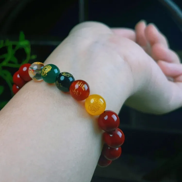 Mount Wutai Cinnabar Jade Bracelet #Good Luck Unisex-3