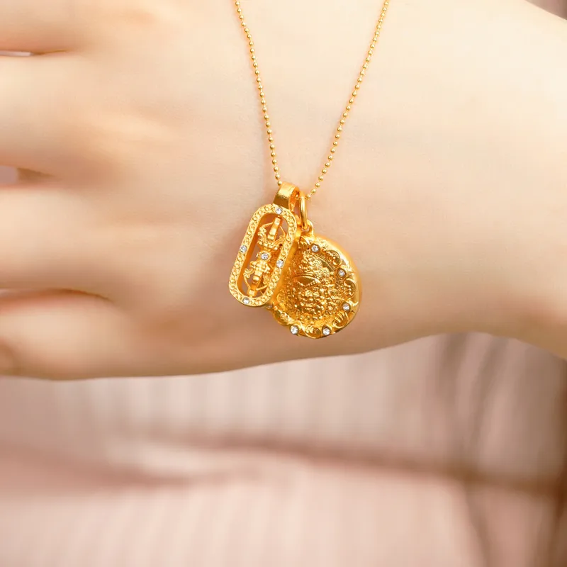 Mount Wutai Copper Gold Alloy Necklaces Unisex-5