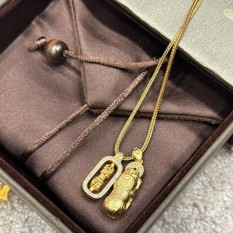 Mount Wutai Copper Gold Alloy Necklaces Unisex-4