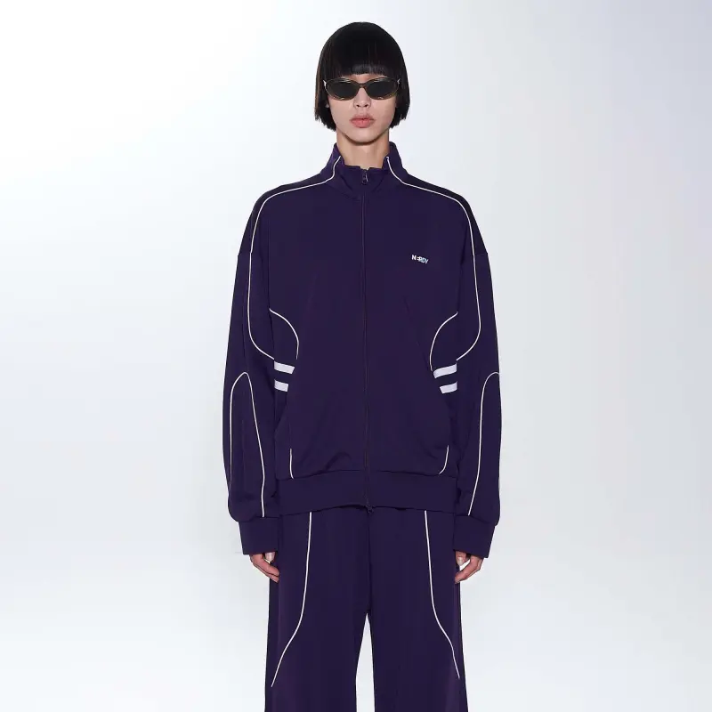 Nerdy Knitted Sweatpants Unisex Dark Purple-3