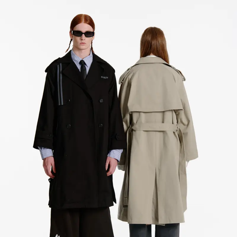 Nerdy Trench Coats Unisex Black-4
