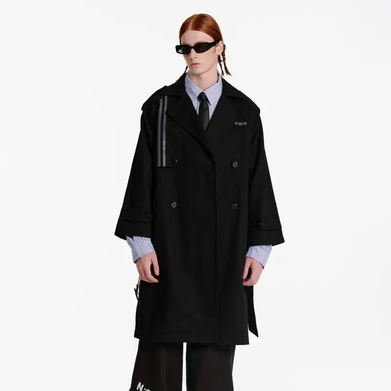 Nerdy Trench Coats Unisex Black-2