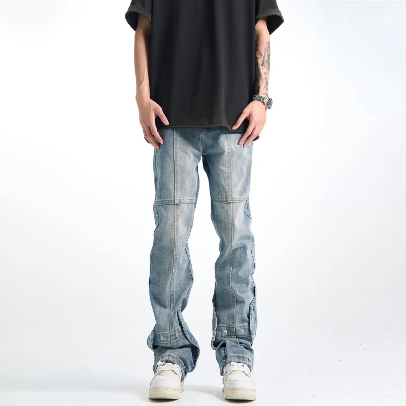 POLAR BEAR Thin Refreshing Jeans Unisex Bootcut Yellow Mud Black Pants-31