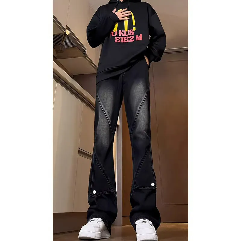 WELTER EXPERIMENT American Luxury Streetwear Trendy Brand Loose Fit Straight Fit Jeans Unisex-4