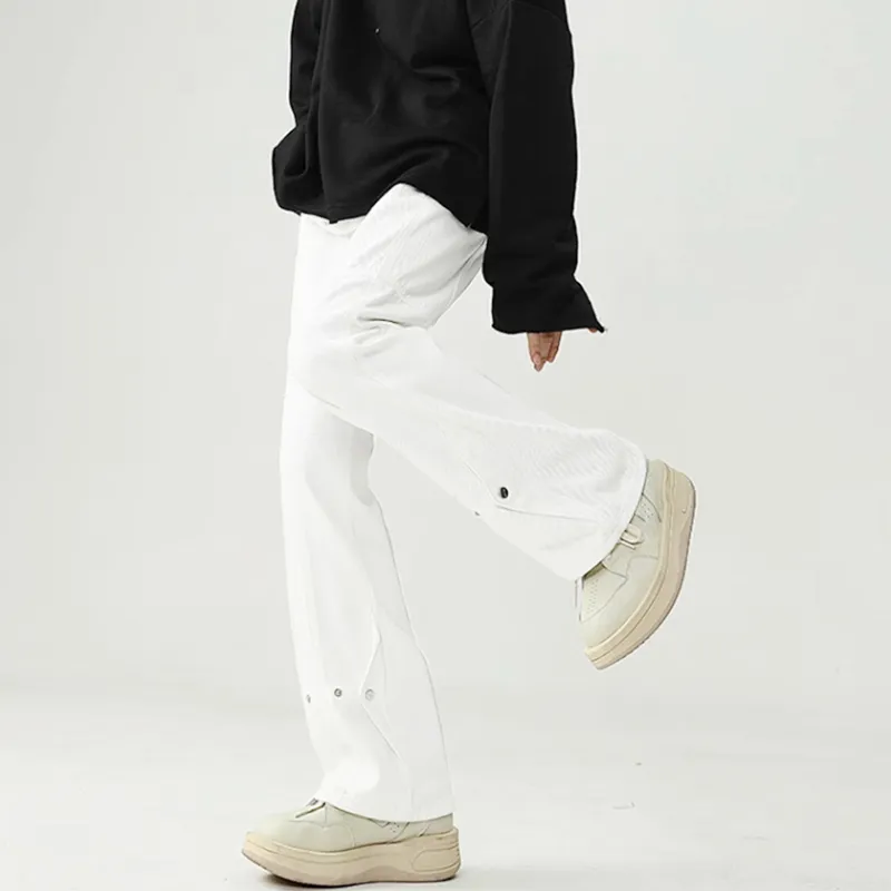 POLAR BEAR Thin Refreshing Jeans Unisex Bootcut Yellow Mud Black Pants-16