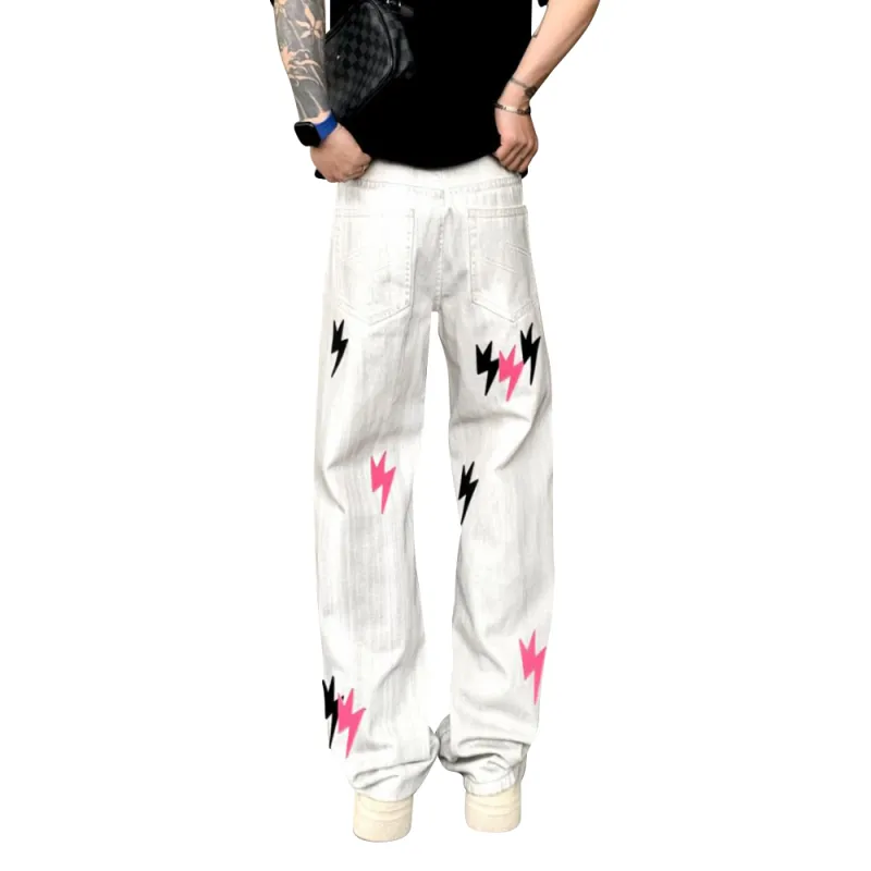POLAR BEAR Jeans Unisex White Black Red-1