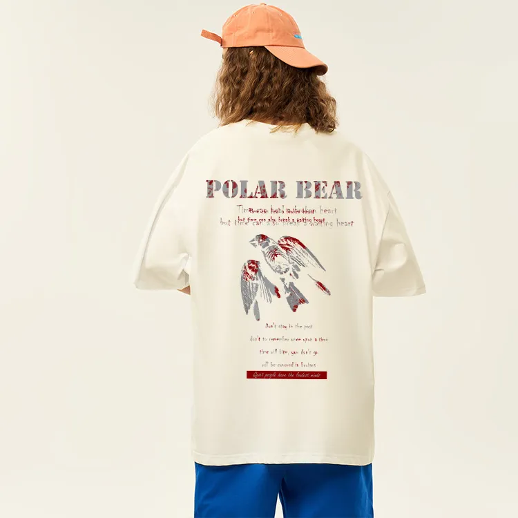 POLAR BEAR Crew Neck Lazy Comfortable Solid Color Top Couple's T Shirt Unisex-16