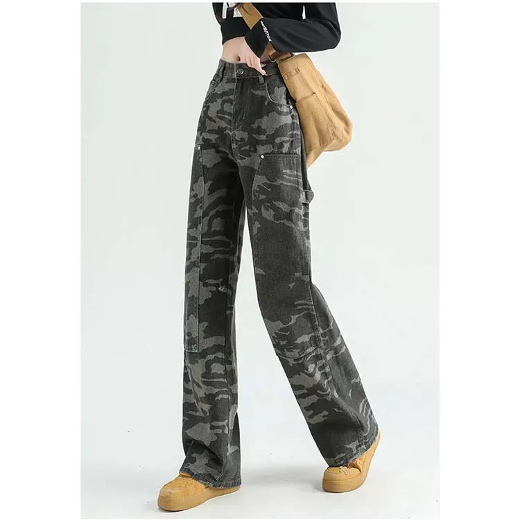 POLAR BEAR Casual Pants With Patchwork Design Unisex Camouflage Pants-5