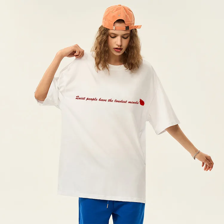 POLAR BEAR Crew Neck Lazy Comfortable Solid Color Top Couple's T Shirt Unisex-2