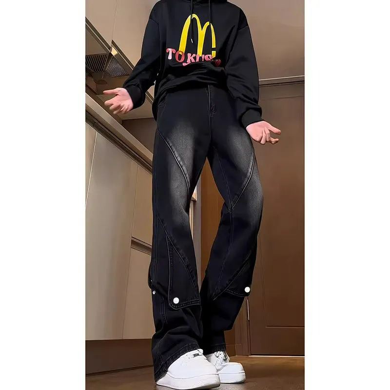 WELTER EXPERIMENT American Luxury Streetwear Trendy Brand Loose Fit Straight Fit Jeans Unisex-3