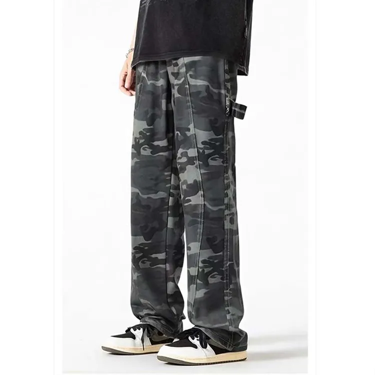 POLAR BEAR Casual Pants With Patchwork Design Unisex Camouflage Pants-12