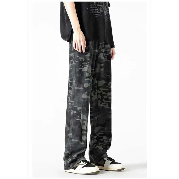 POLAR BEAR Casual Pants With Patchwork Design Unisex Camouflage Pants-11