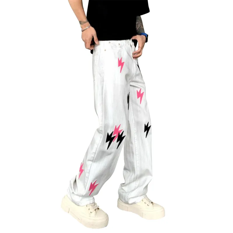 POLAR BEAR Jeans Unisex White Black Red-4