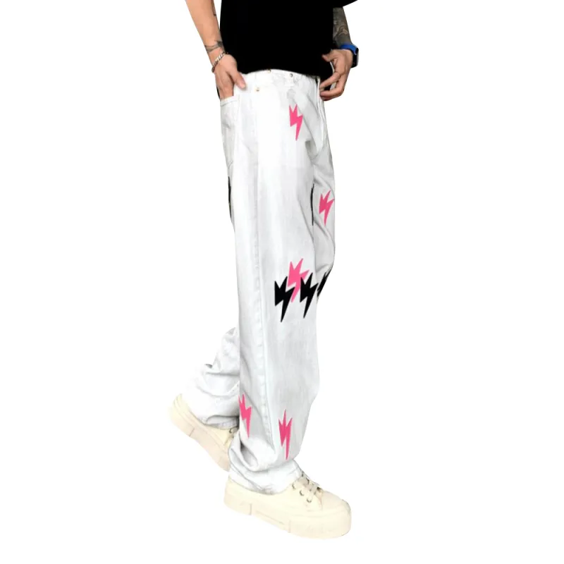 POLAR BEAR Jeans Unisex White Black Red-3