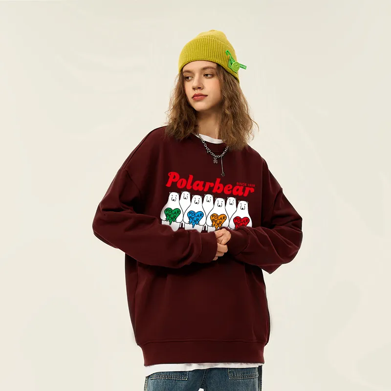 POLAR BEAR Sweatshirt Unisex Burgundy-2