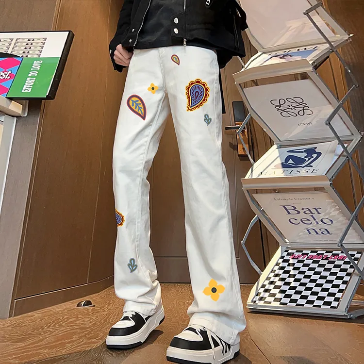 POLAR BEAR Youth Trendy Couple's Classic Comfortable Bootcut Mid Rise Slimming Solid Color Jeans Unisex-10