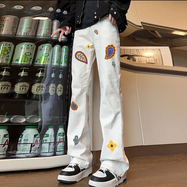 POLAR BEAR Youth Trendy Couple's Classic Comfortable Bootcut Mid Rise Slimming Solid Color Jeans Unisex-11