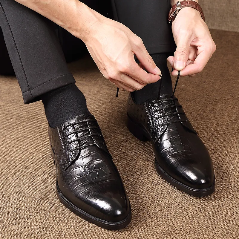 LUOMAIKE Dress Shoes Men Low Top Black, Burgundy-1